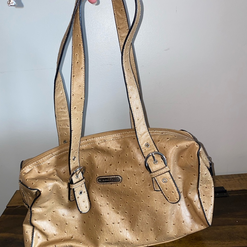 Rosetti Ostrich Tan Shoulder Purse NEW